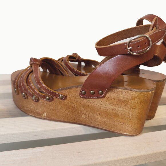 Isabel Marant Etoile Zia Leather Wooden Platform Wedge (38) - Picture 5 of 6
